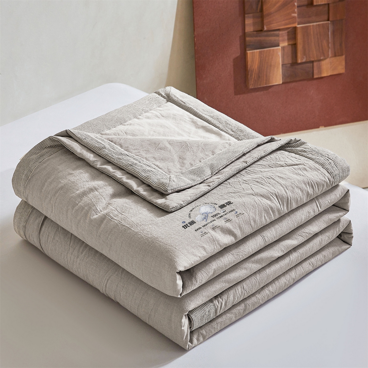 91家纺网 家纺一手货源 找家纺 招财星家纺 2026新款棉花夏被无印风纯色新疆棉夏凉被空调被棉花夏被棉花被子百分百新疆棉（含质检报告买家秀） 简雅-中灰