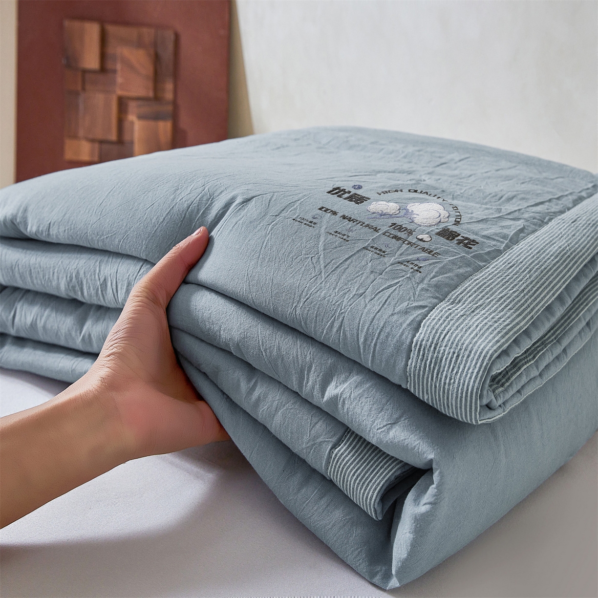 91家纺网 家纺一手货源 找家纺 招财星家纺 2026新款棉花夏被无印风纯色新疆棉夏凉被空调被棉花夏被棉花被子百分百新疆棉（含质检报告买家秀） 简雅-宾利蓝