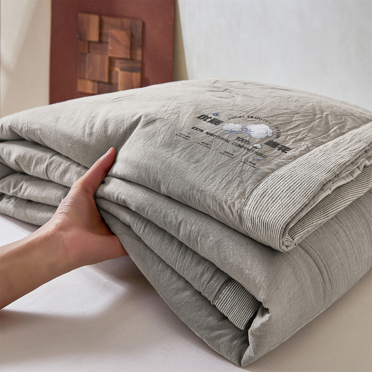 91家纺网 家纺一手货源 找家纺 招财星家纺 2026新款棉花夏被无印风纯色新疆棉夏凉被空调被棉花夏被棉花被子百分百新疆棉（含质检报告买家秀） 简雅-中灰
