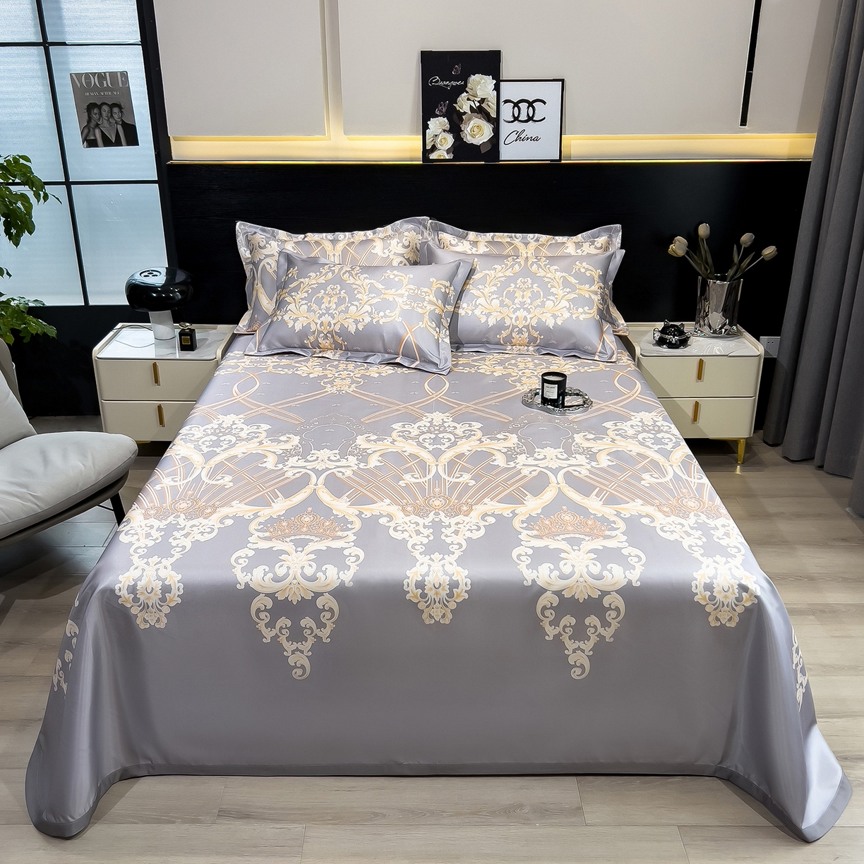 91家纺网 家纺一手货源 找家纺 许林 2026新款冰丝凉席床单款凉席三件套 艾德琳