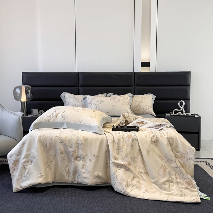 91家纺网 家纺一手货源 找家纺 （总）宜家坊 2026春夏新款莱赛尔天丝夏被嵌绳款数码印花单夏被夏被四件套