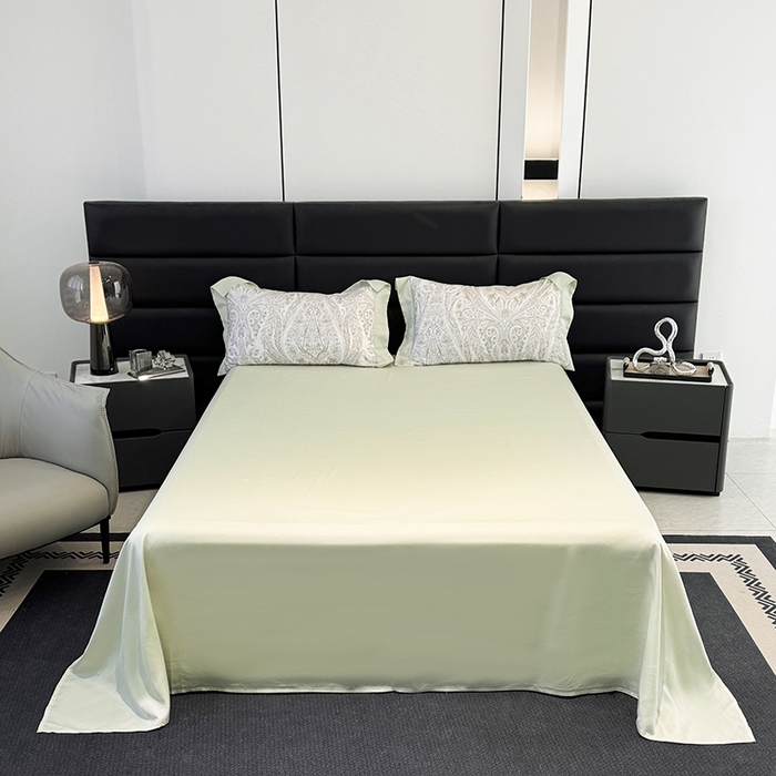 宜家坊 2026春夏新款莱赛尔天丝夏被嵌绳款数码印花单床笠单床单 晨露绿