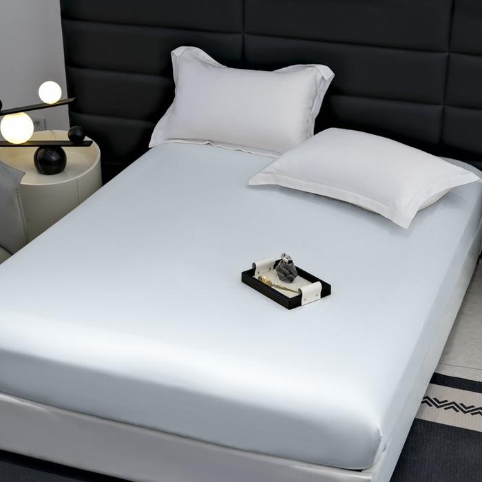 91家纺网 家纺一手货源 找家纺 宜家坊 2026春夏新款莱赛尔天丝夏被嵌绳款数码印花单床笠单床单 海岛蓝