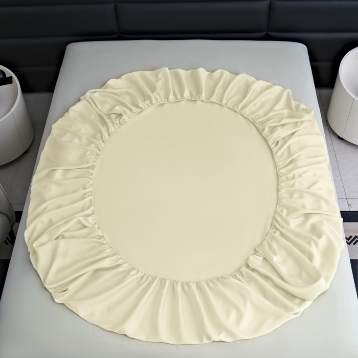 91家纺网 家纺一手货源 找家纺 宜家坊 2026春夏新款莱赛尔天丝夏被嵌绳款数码印花单床笠单床单 仙米色