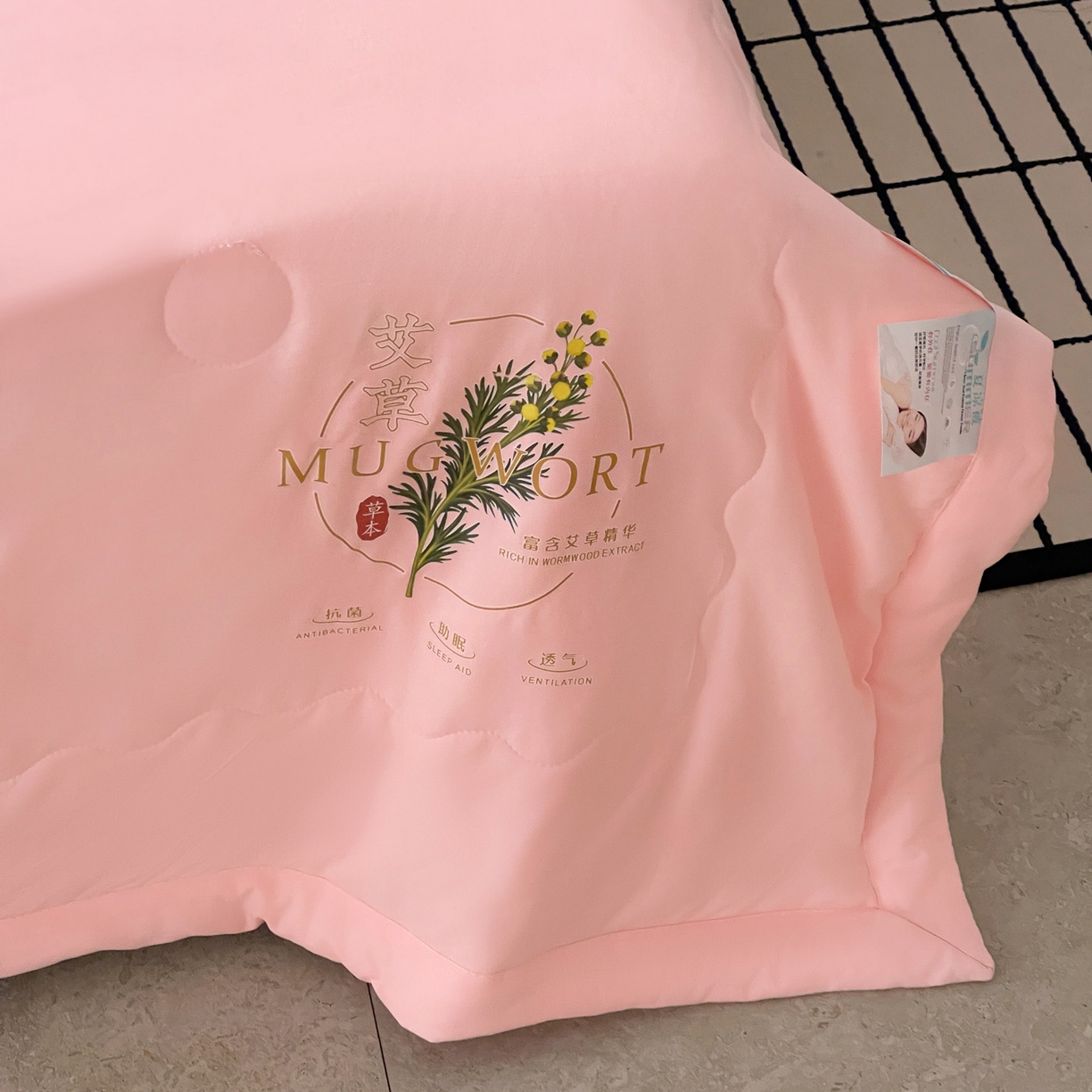 91家纺网 家纺一手货源 找家纺 （总）易展家居 2026新款水洗棉艾草精华烫画款夏被