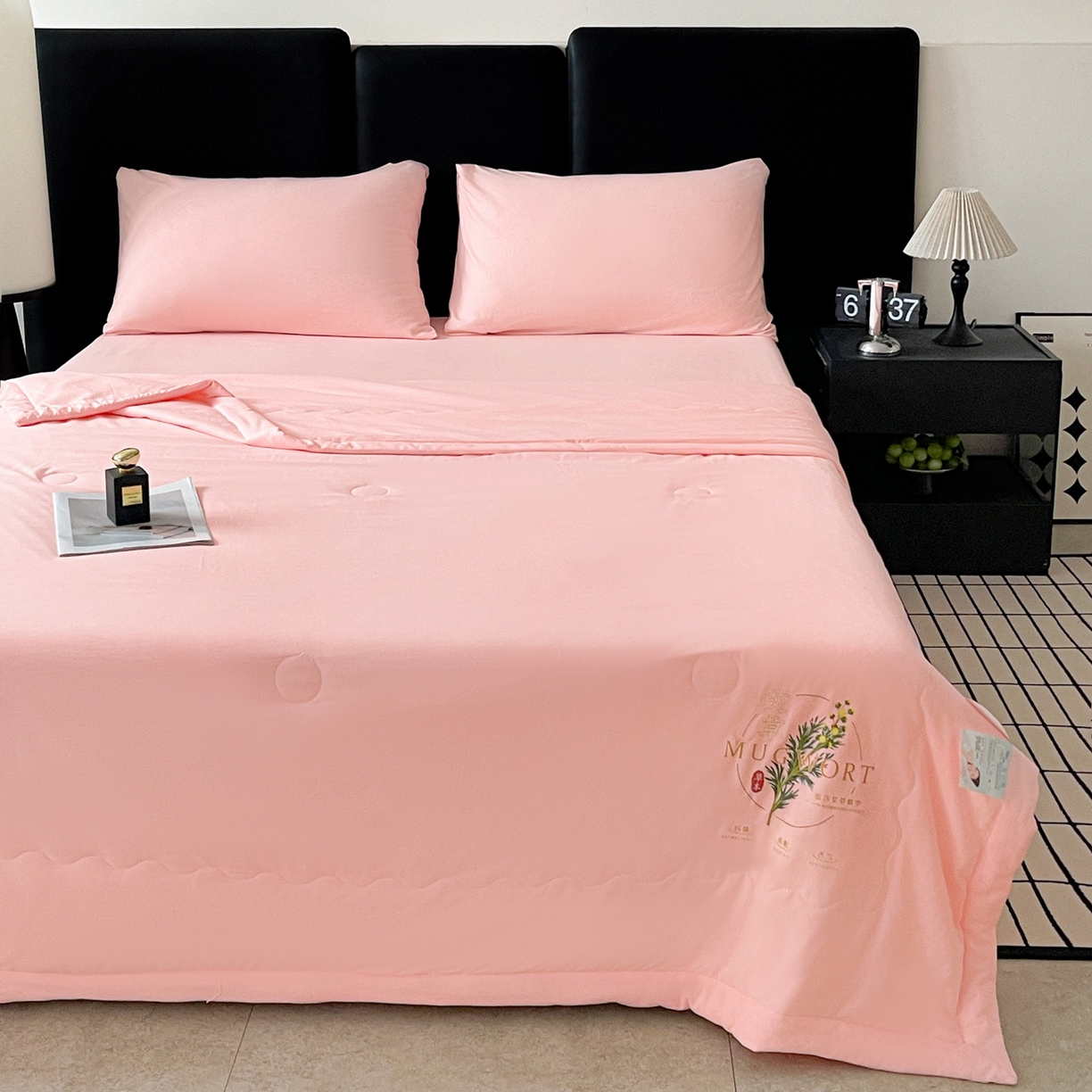 91家纺网 家纺一手货源 找家纺 （总）易展家居 2026新款水洗棉艾草精华烫画款夏被