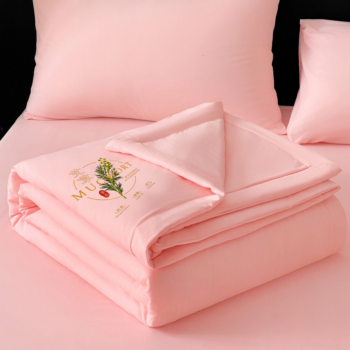 91家纺网 家纺一手货源 找家纺 （总）易展家居 2026新款水洗棉艾草精华烫画款夏被