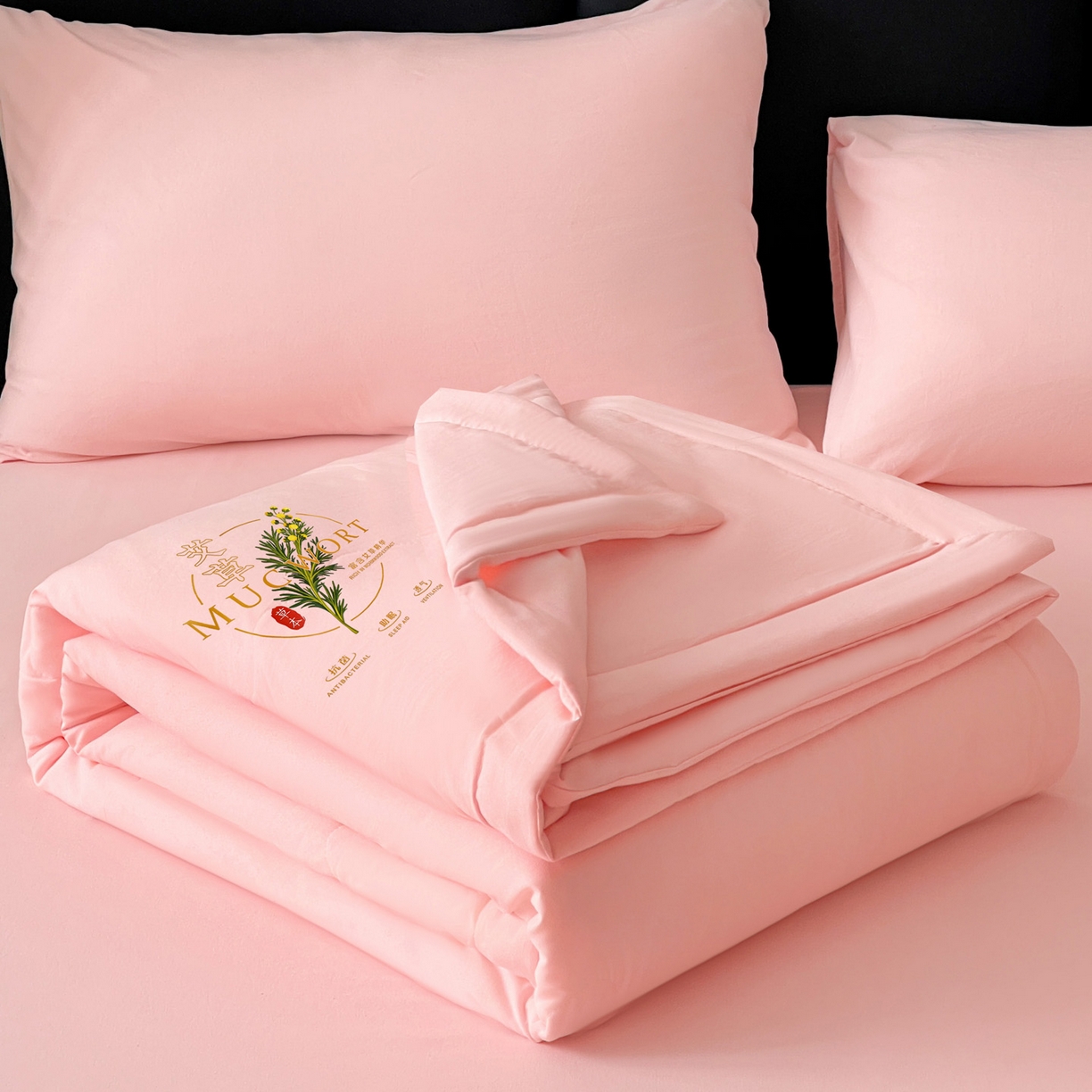 91家纺网 家纺一手货源 找家纺 （总）易展家居 2026新款水洗棉艾草精华烫画款夏被