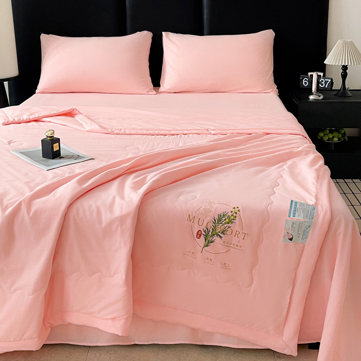 91家纺网 家纺一手货源 找家纺 （总）易展家居 2026新款水洗棉艾草精华烫画款夏被