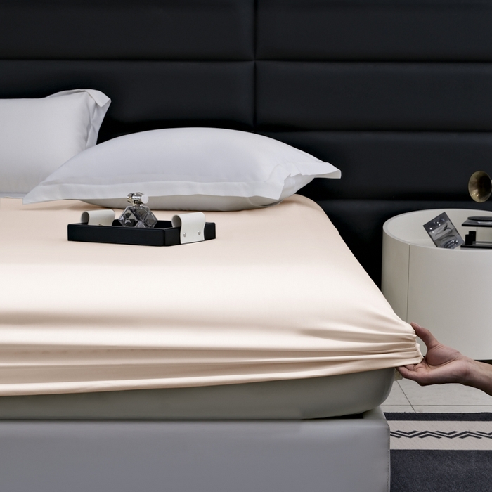 91家纺网 家纺一手货源 找家纺 宜家坊 2026春夏新款莱赛尔天丝夏被嵌绳款数码印花单床笠单床单 珍珠腮红