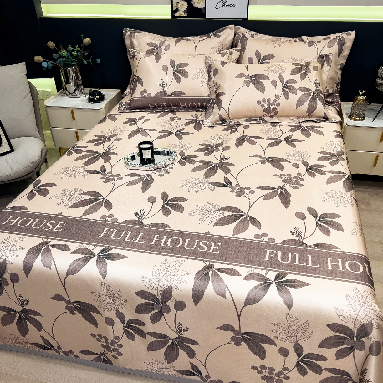 91家纺网 家纺一手货源 找家纺 许林 2026新款冰丝凉席床单款凉席三件套 莼季