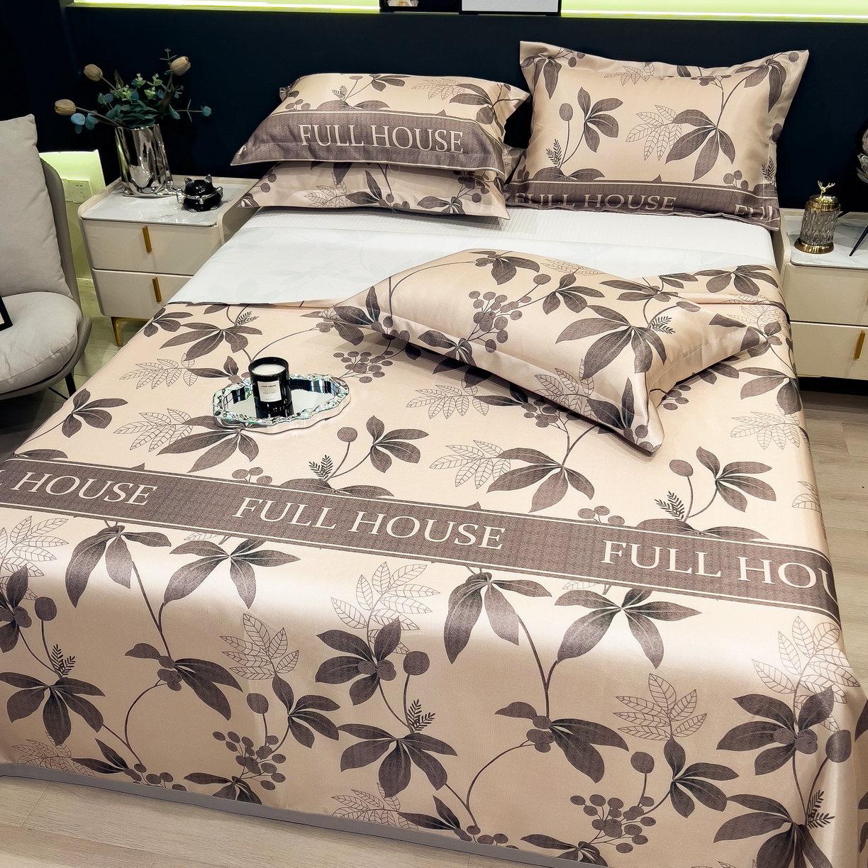 91家纺网 家纺一手货源 找家纺 许林 2026新款冰丝凉席床单款凉席三件套 莼季