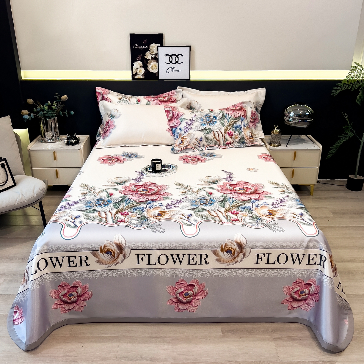 许林 2026新款冰丝凉席床单款凉席三件套 橙意