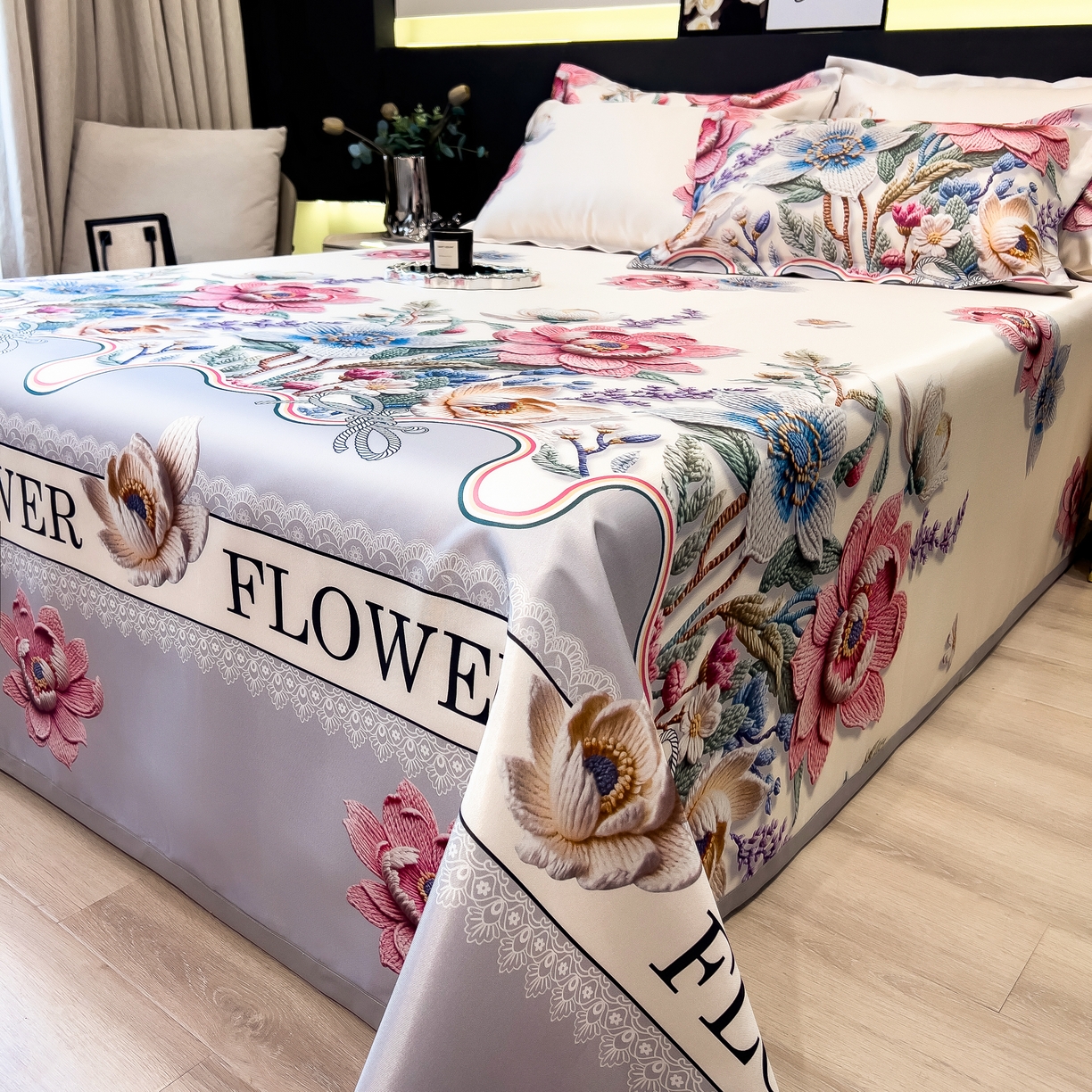 91家纺网 家纺一手货源 找家纺 许林 2026新款冰丝凉席床单款凉席三件套 橙意