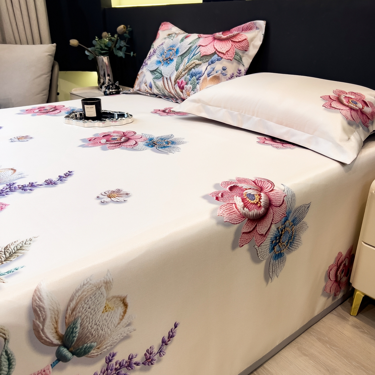 91家纺网 家纺一手货源 找家纺 许林 2026新款冰丝凉席床单款凉席三件套 橙意