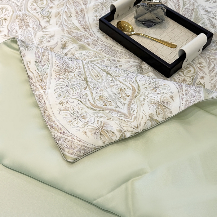 91家纺网 家纺一手货源 找家纺 宜家坊 2026春夏新款莱赛尔天丝夏被嵌绳款数码印花单夏被夏被四件套 莉格西塔