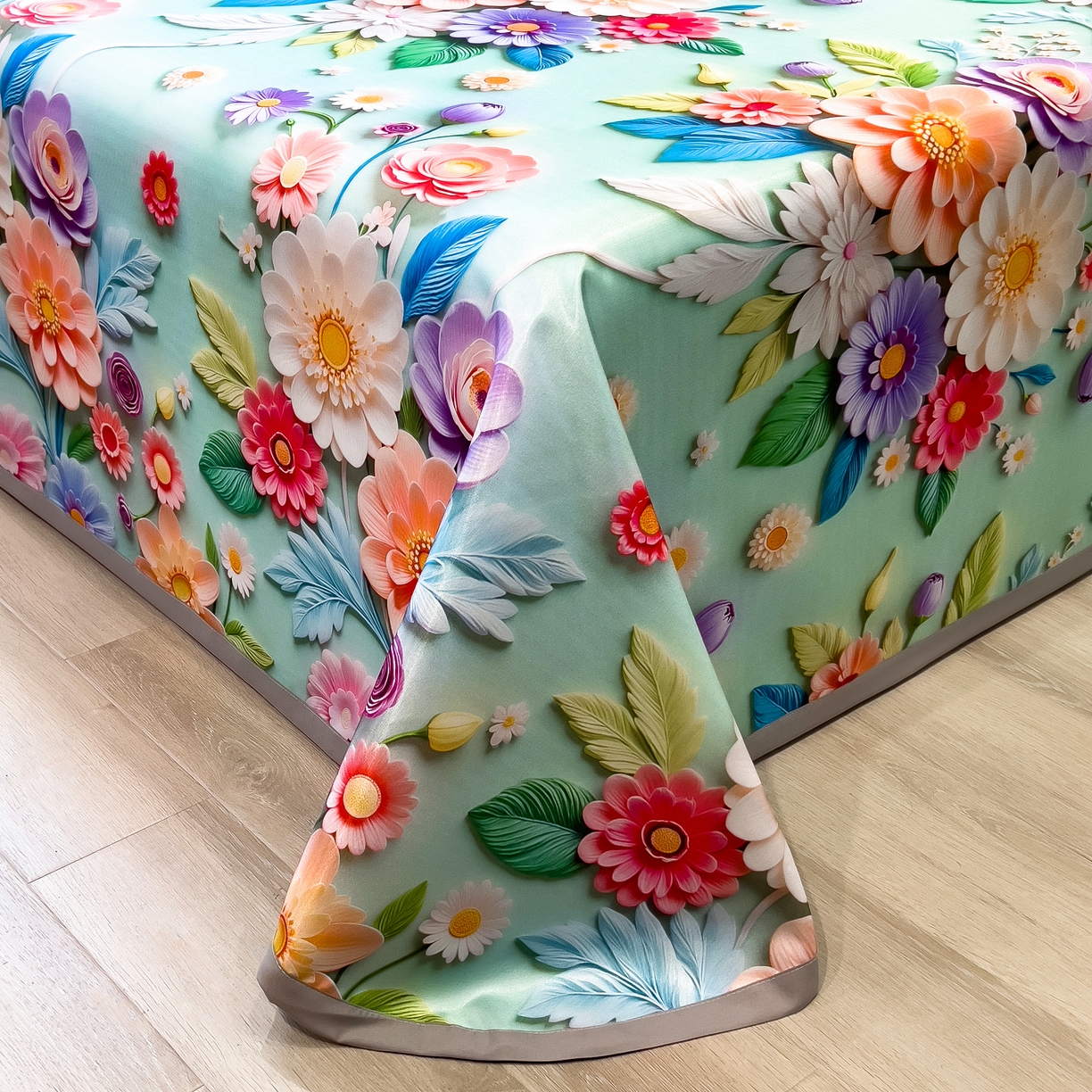 91家纺网 家纺一手货源 找家纺 许林 2026新款冰丝凉席床单款凉席三件套 春生物