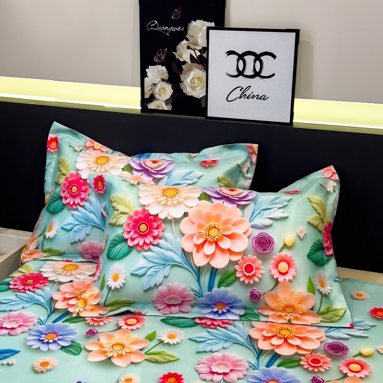 91家纺网 家纺一手货源 找家纺 许林 2026新款冰丝凉席床单款凉席三件套 春生物