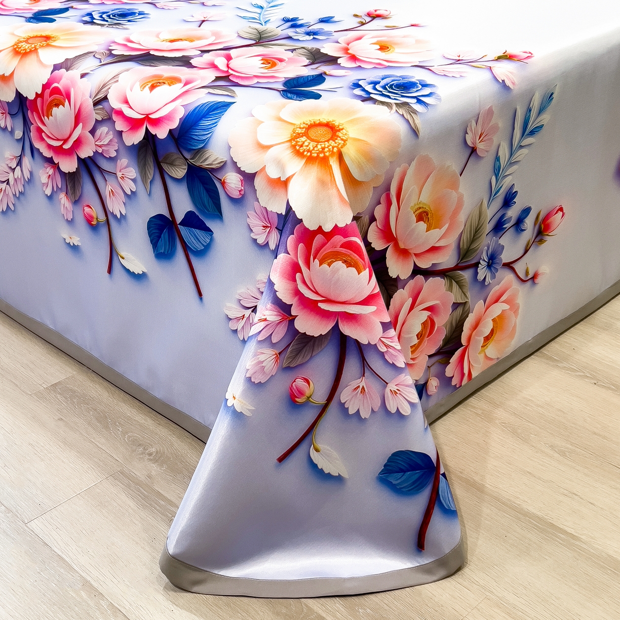 91家纺网 家纺一手货源 找家纺 许林 2026新款冰丝凉席床单款凉席三件套 朵真