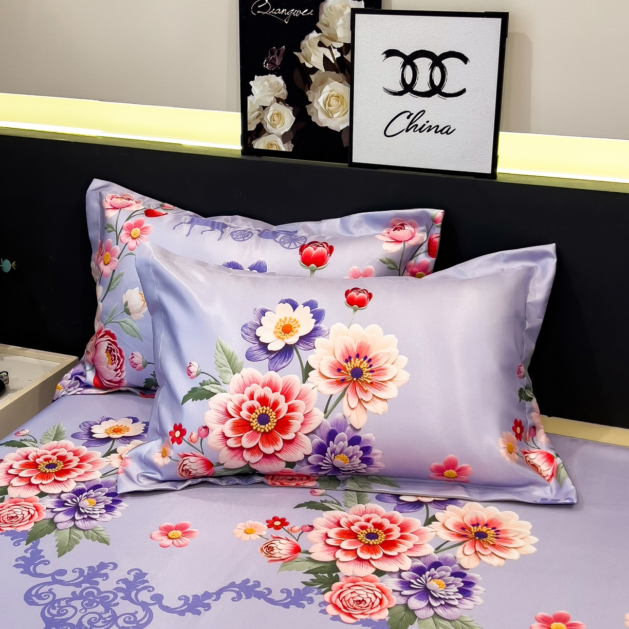 91家纺网 家纺一手货源 找家纺 许林 2026新款冰丝凉席床单款凉席三件套 谷满