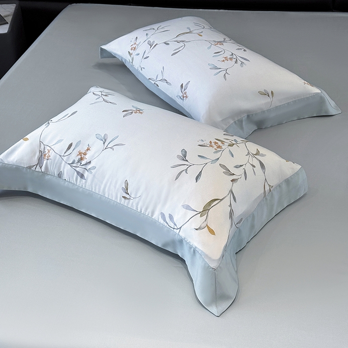 91家纺网 家纺一手货源 找家纺 宜家坊 2026春夏新款莱赛尔天丝夏被嵌绳款数码印花单夏被夏被四件套 清雅