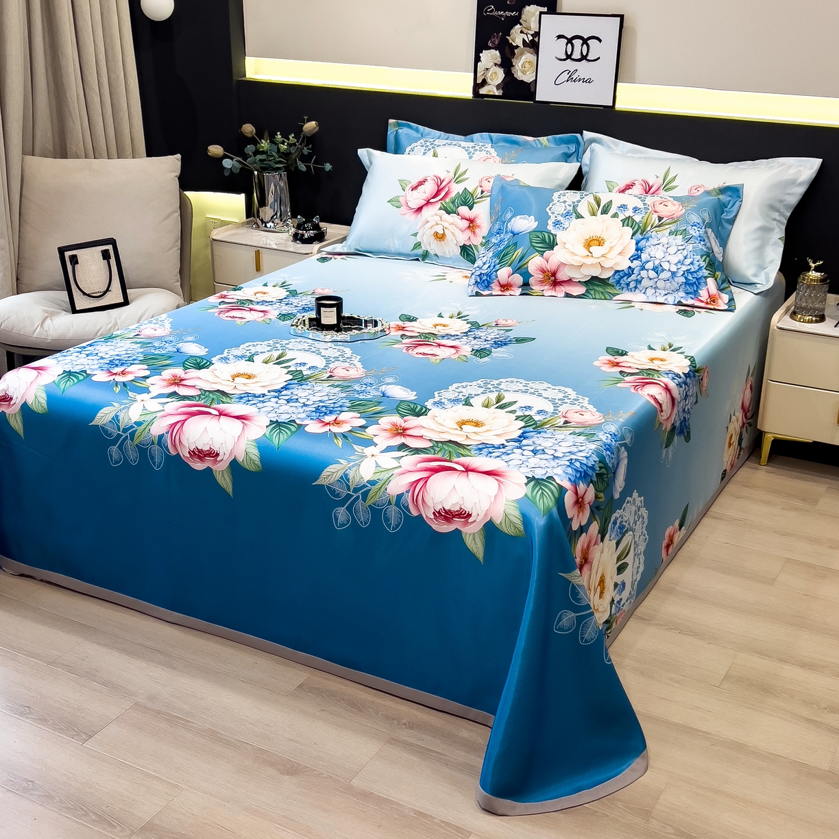 91家纺网 家纺一手货源 找家纺 许林 2026新款冰丝凉席床单款凉席三件套 惑季