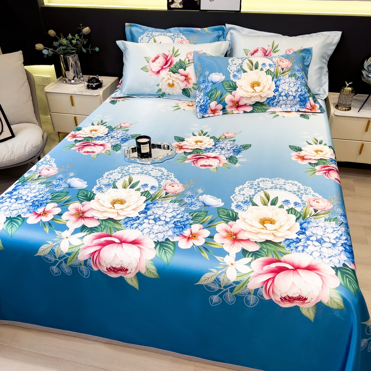 91家纺网 家纺一手货源 找家纺 许林 2026新款冰丝凉席床单款凉席三件套 惑季