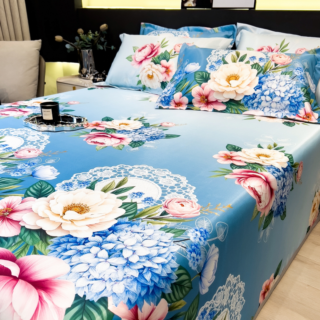 91家纺网 家纺一手货源 找家纺 许林 2026新款冰丝凉席床单款凉席三件套 惑季