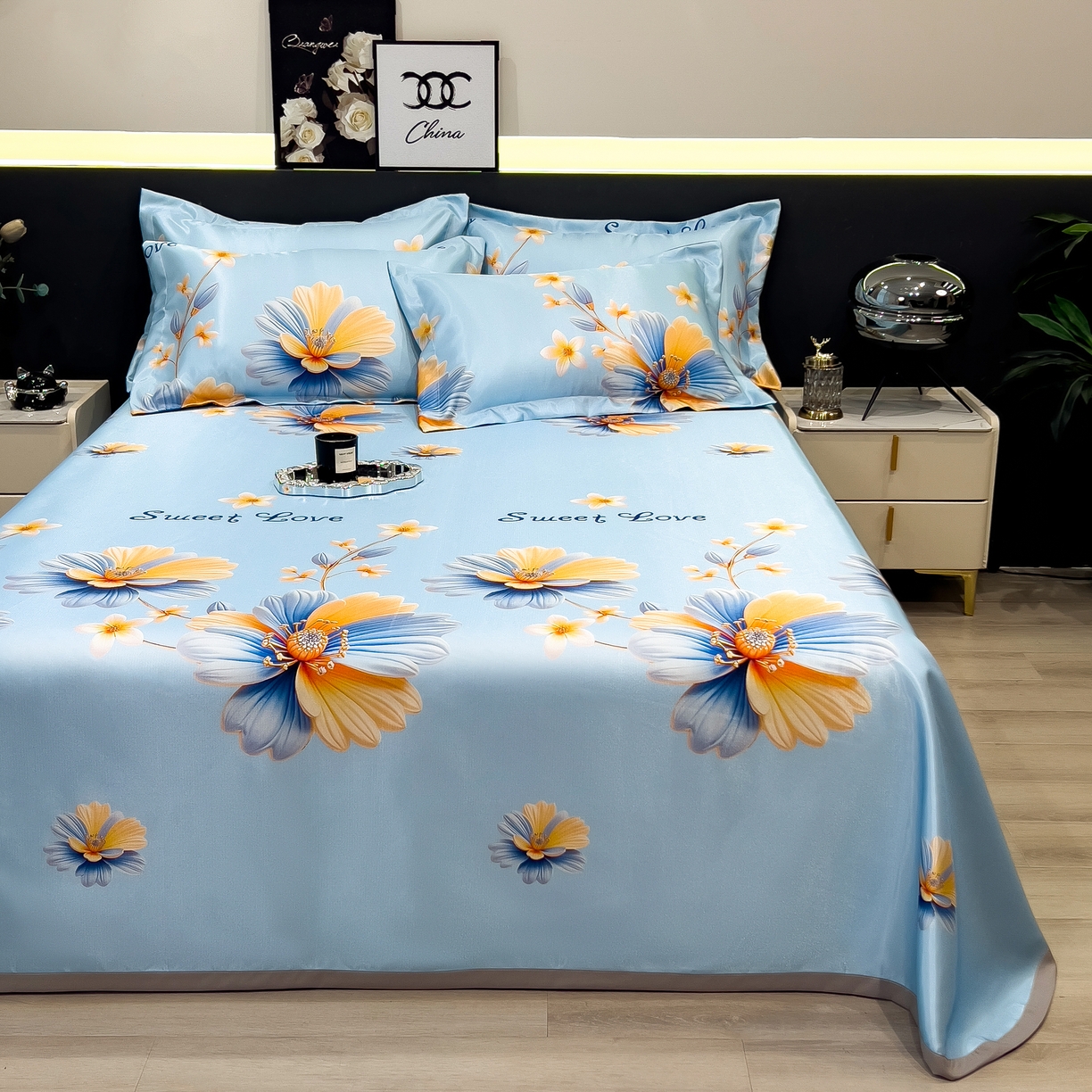 91家纺网 家纺一手货源 找家纺 许林 2026新款冰丝凉席床单款凉席三件套 麦秋