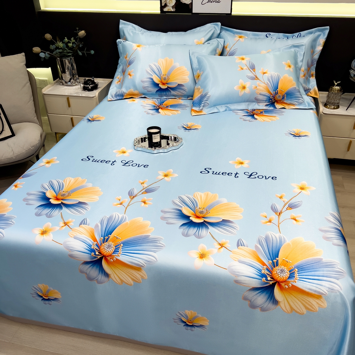 91家纺网 家纺一手货源 找家纺 许林 2026新款冰丝凉席床单款凉席三件套 麦秋