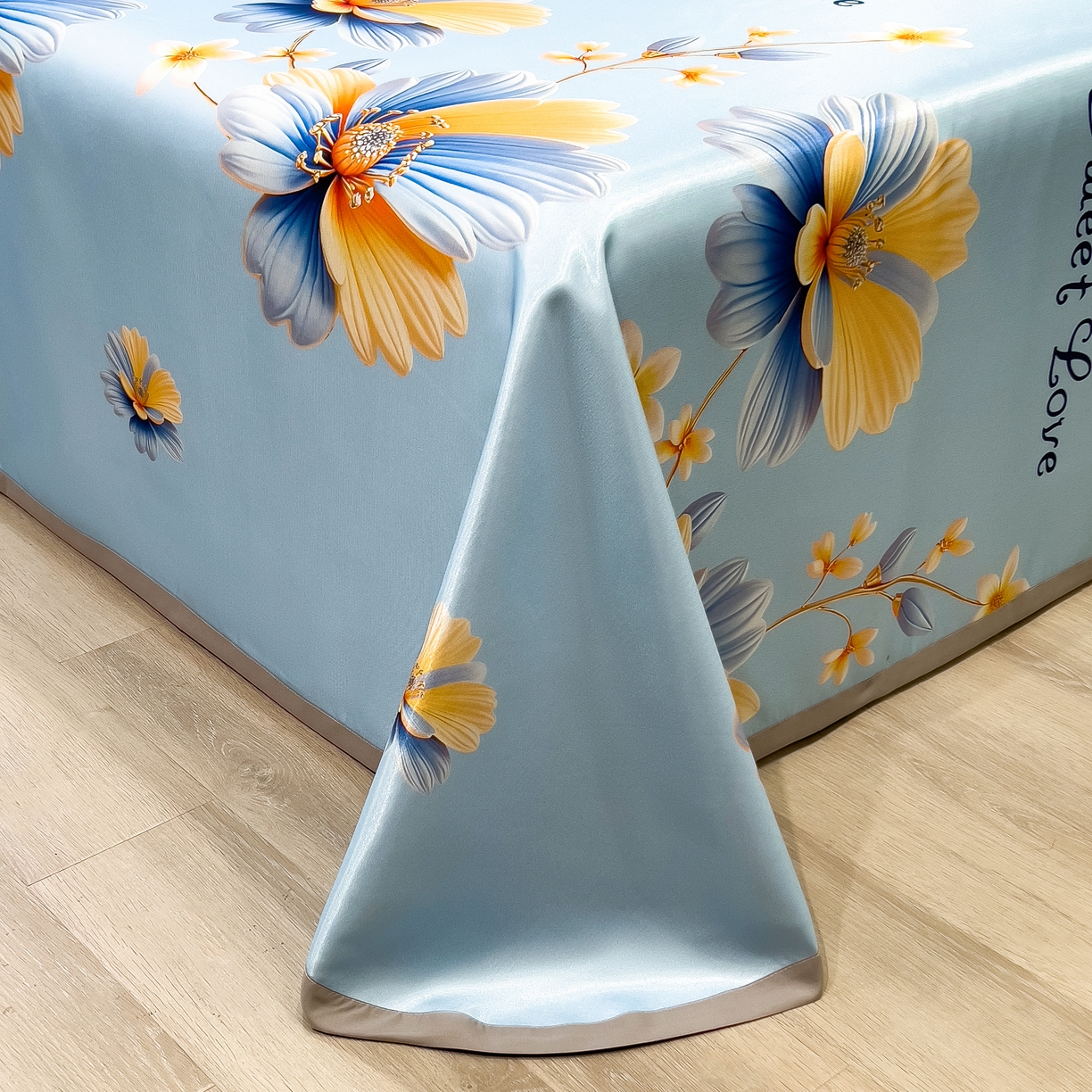 91家纺网 家纺一手货源 找家纺 许林 2026新款冰丝凉席床单款凉席三件套 麦秋