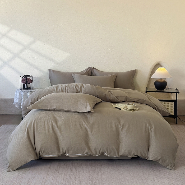 91家纺网 家纺一手货源 找家纺 宜家坊 2026新款全棉60S长绒棉立体厚织提花四件套及单品 石烁-金属灰