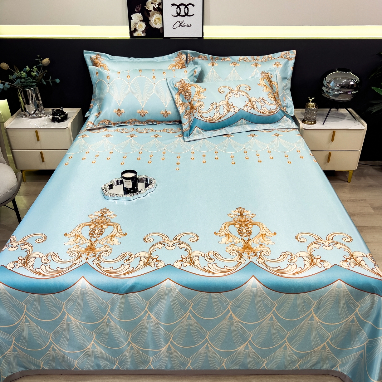 91家纺网 家纺一手货源 找家纺 许林 2026新款冰丝凉席床单款凉席三件套 牧夏