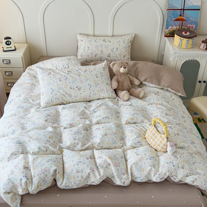 金丝鸟家纺 2026新款全棉纯棉斜纹特价款四件套 车旅童话