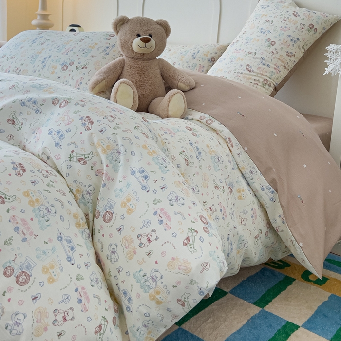 91家纺网 家纺一手货源 找家纺 金丝鸟家纺 2026新款全棉纯棉斜纹特价款四件套 车旅童话