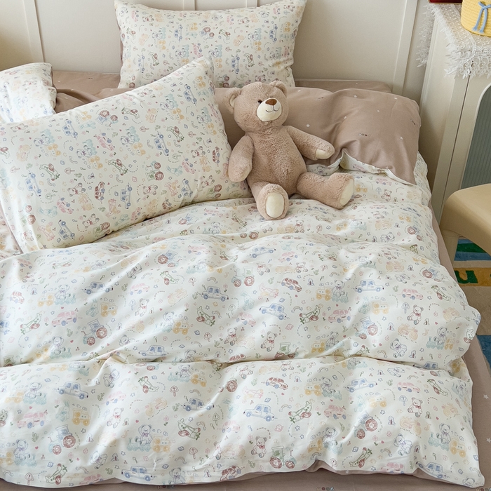 91家纺网 家纺一手货源 找家纺 金丝鸟家纺 2026新款全棉纯棉斜纹特价款四件套 车旅童话