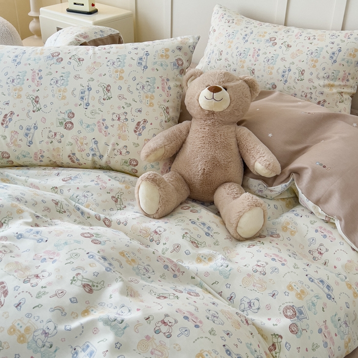 91家纺网 家纺一手货源 找家纺 金丝鸟家纺 2026新款全棉纯棉斜纹特价款四件套 车旅童话