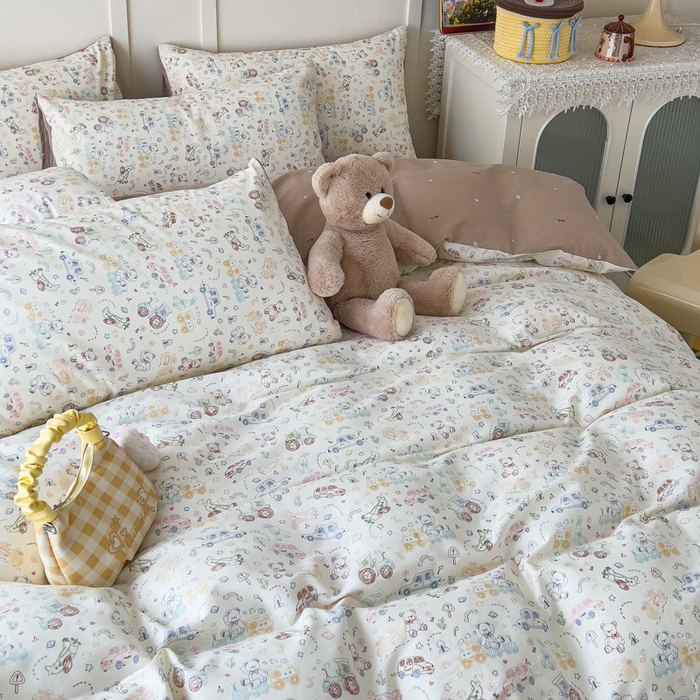 91家纺网 家纺一手货源 找家纺 金丝鸟家纺 2026新款全棉纯棉斜纹特价款四件套 车旅童话