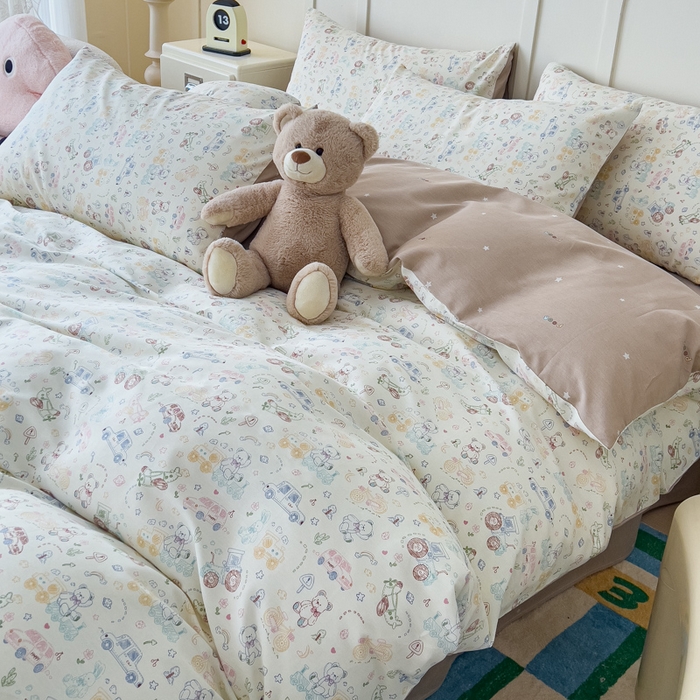 91家纺网 家纺一手货源 找家纺 金丝鸟家纺 2026新款全棉纯棉斜纹特价款四件套 车旅童话