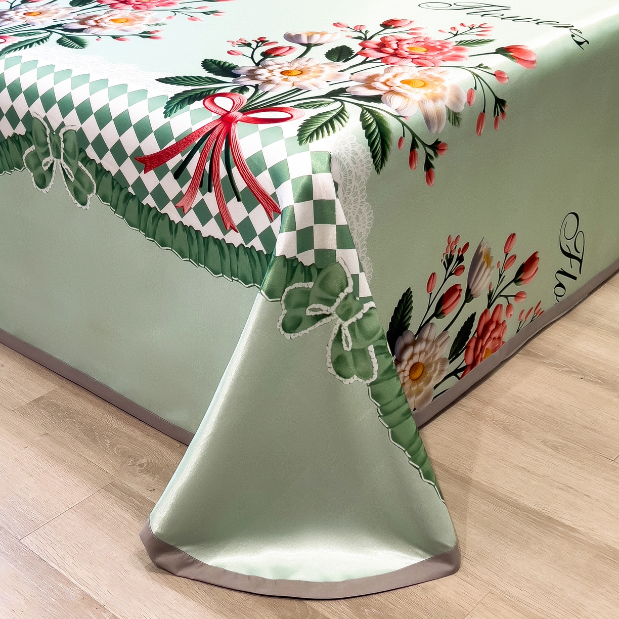 91家纺网 家纺一手货源 找家纺 许林 2026新款冰丝凉席床单款凉席三件套 晴溪