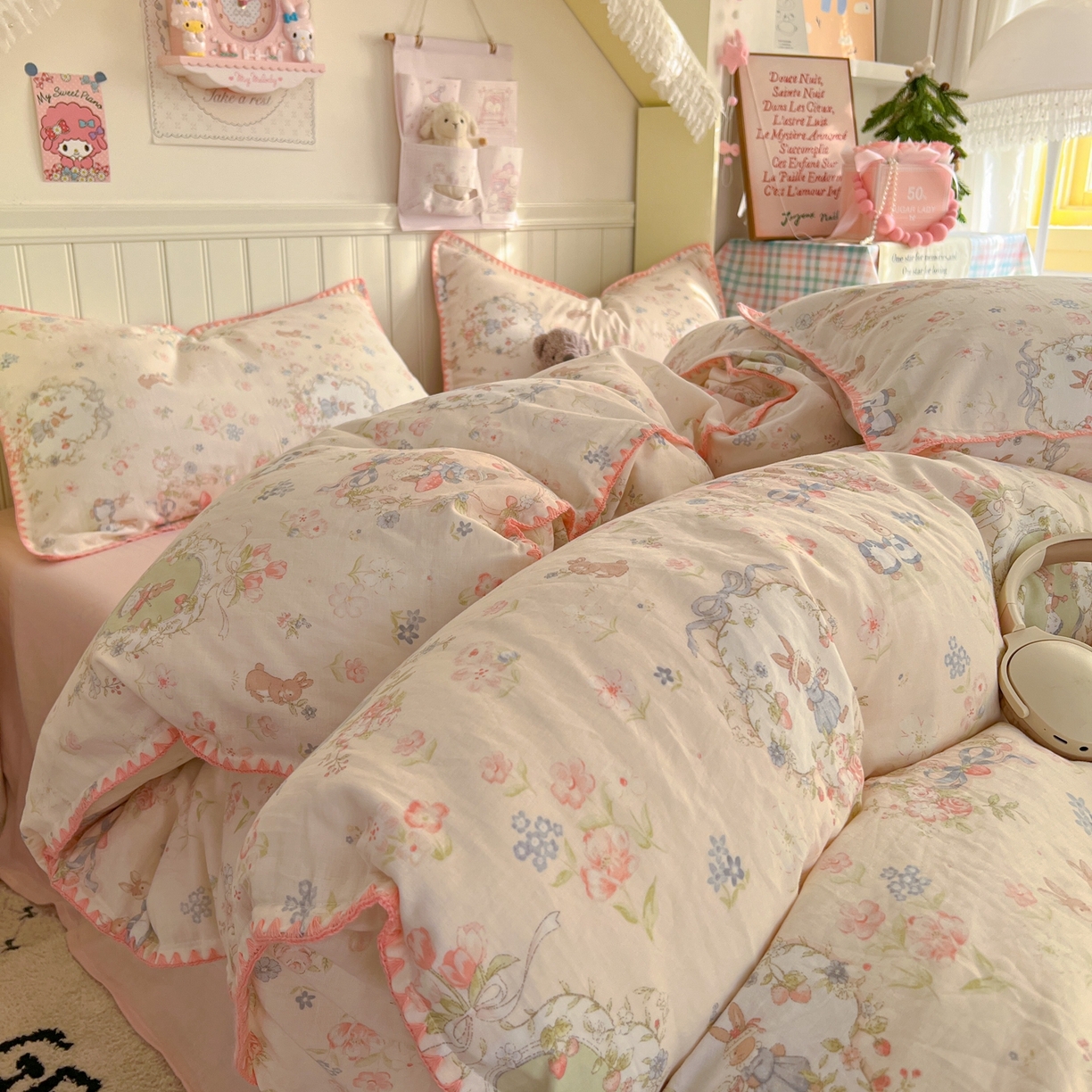 91家纺网 家纺一手货源 找家纺 （总）金丝鸟家纺 2026新款全棉纯棉双层纱贝壳边款四件套