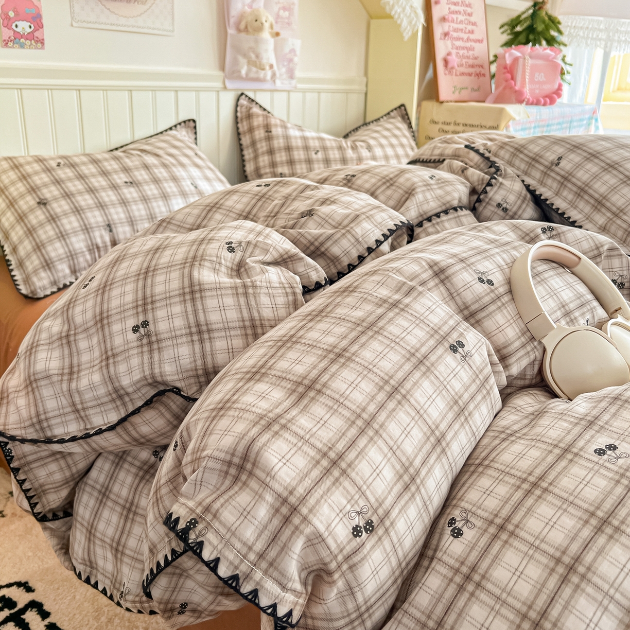 91家纺网 家纺一手货源 找家纺 （总）金丝鸟家纺 2026新款全棉纯棉双层纱贝壳边款四件套