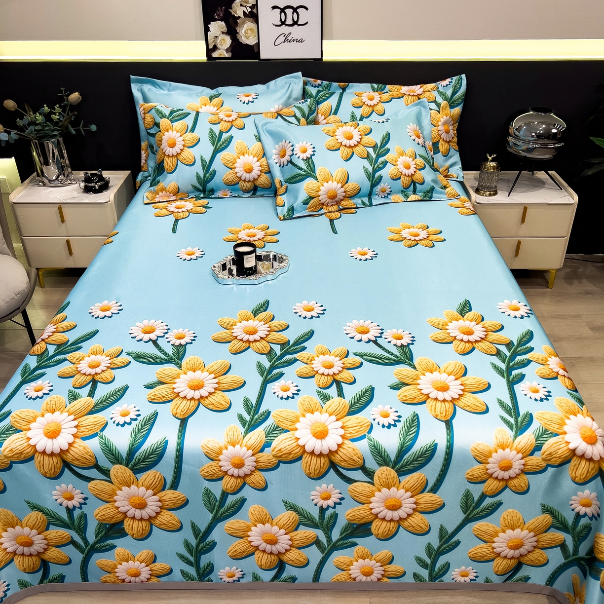 91家纺网 家纺一手货源 找家纺 许林 2026新款冰丝凉席床单款凉席三件套 如野