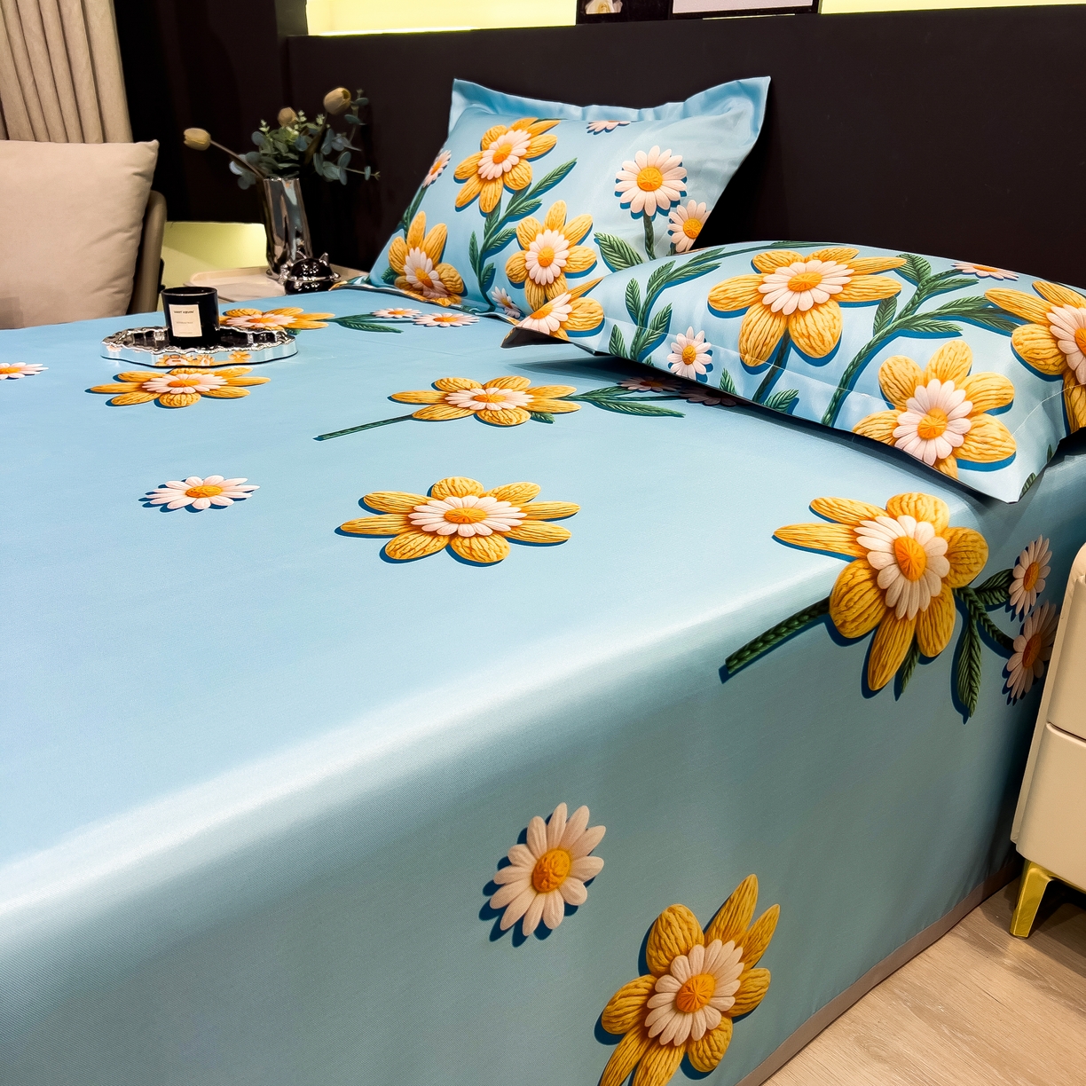 91家纺网 家纺一手货源 找家纺 许林 2026新款冰丝凉席床单款凉席三件套 如野