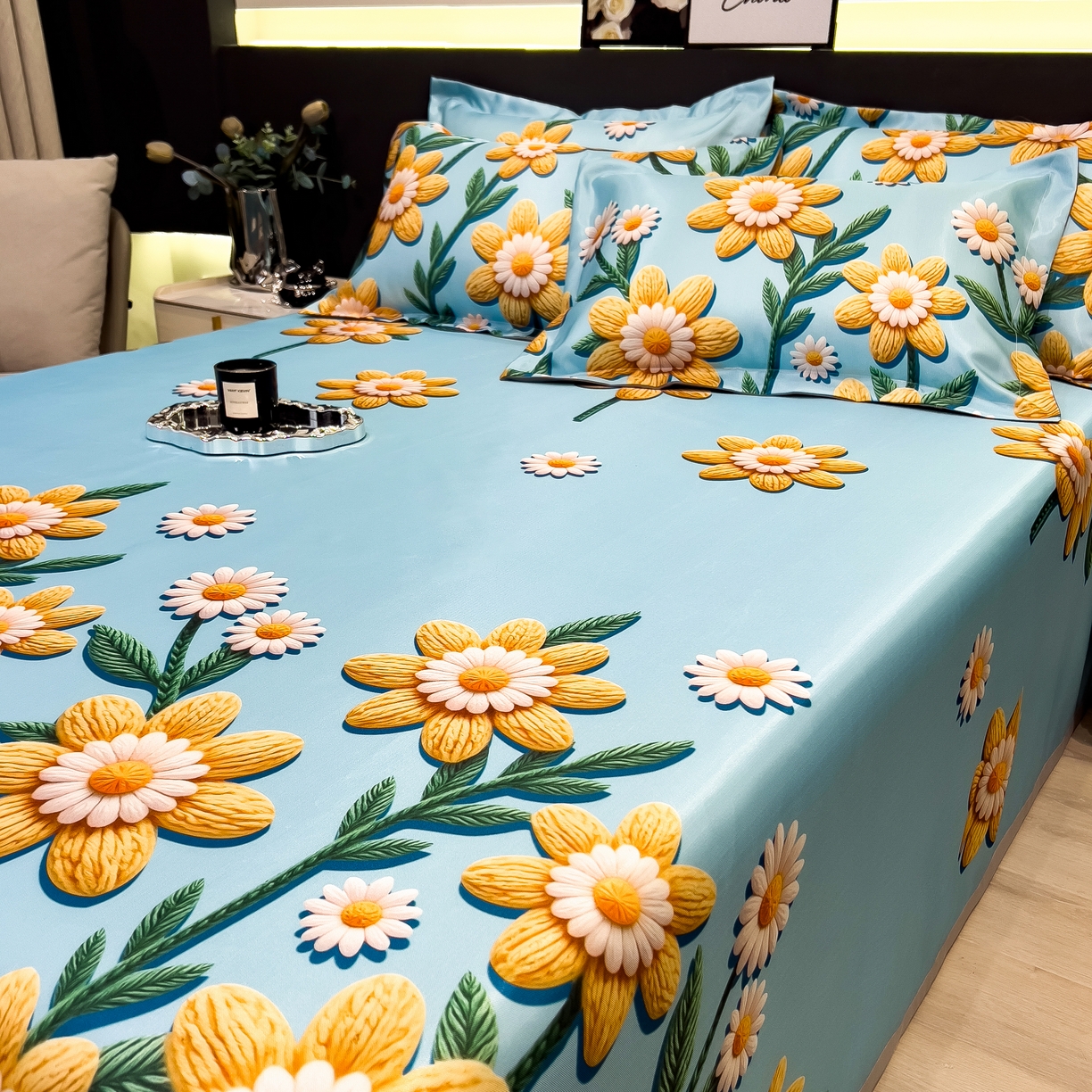 91家纺网 家纺一手货源 找家纺 许林 2026新款冰丝凉席床单款凉席三件套 如野