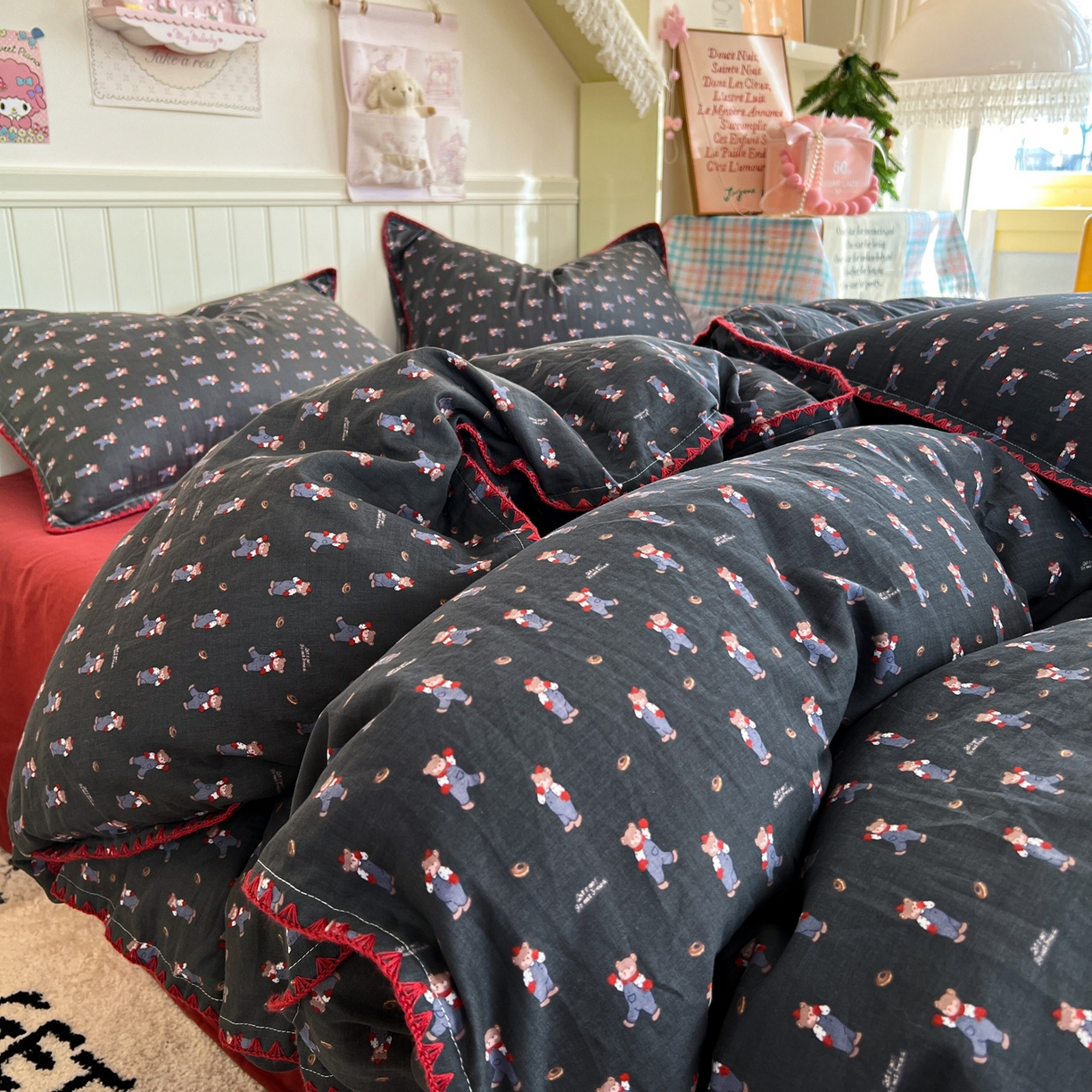 91家纺网 家纺一手货源 找家纺 （总）金丝鸟家纺 2026新款全棉纯棉双层纱贝壳边款四件套