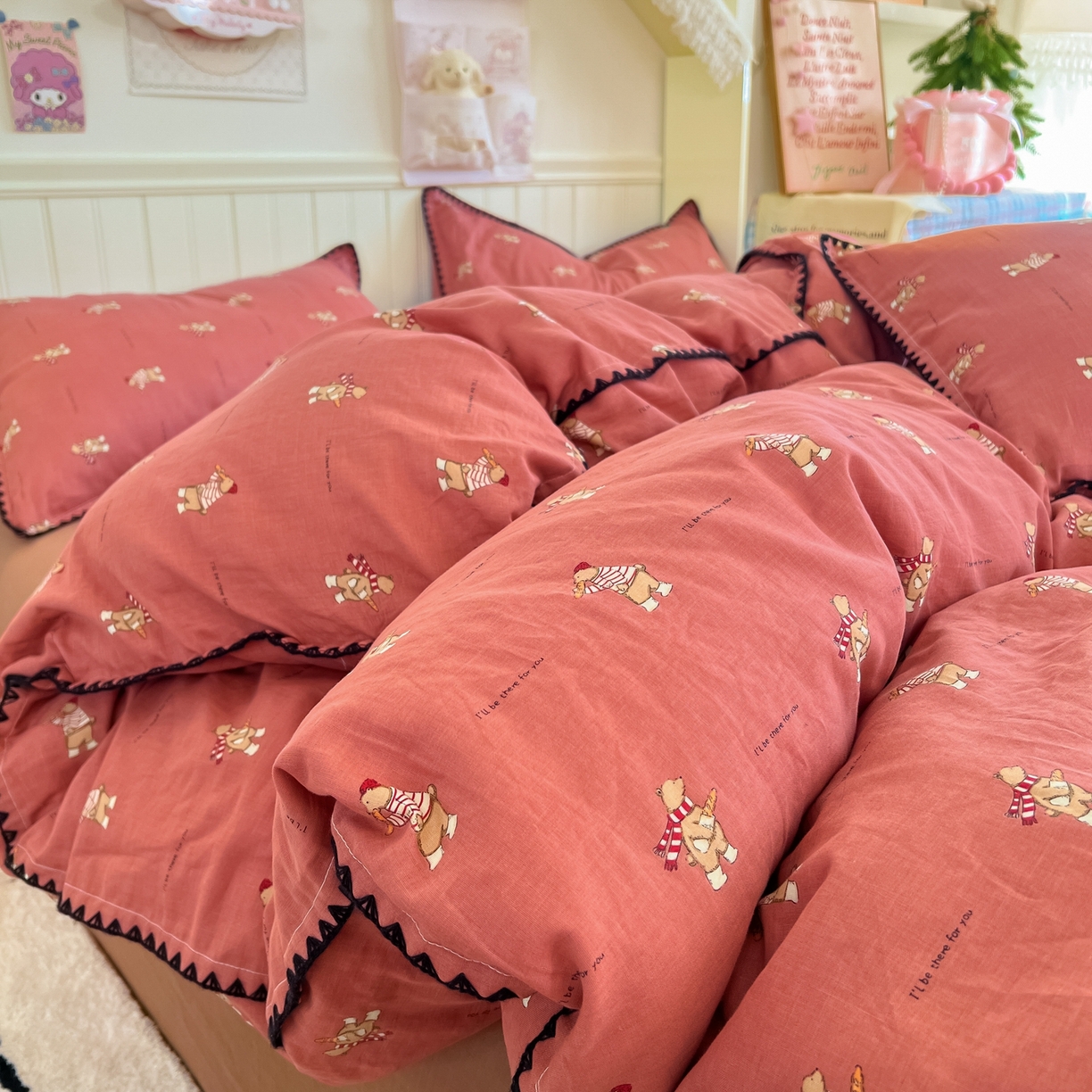 91家纺网 家纺一手货源 找家纺 （总）金丝鸟家纺 2026新款全棉纯棉双层纱贝壳边款四件套