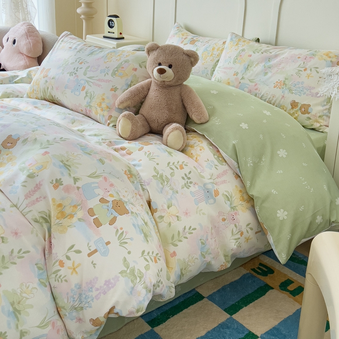 91家纺网 家纺一手货源 找家纺 金丝鸟家纺 2026新款全棉纯棉斜纹特价款四件套 春游手记