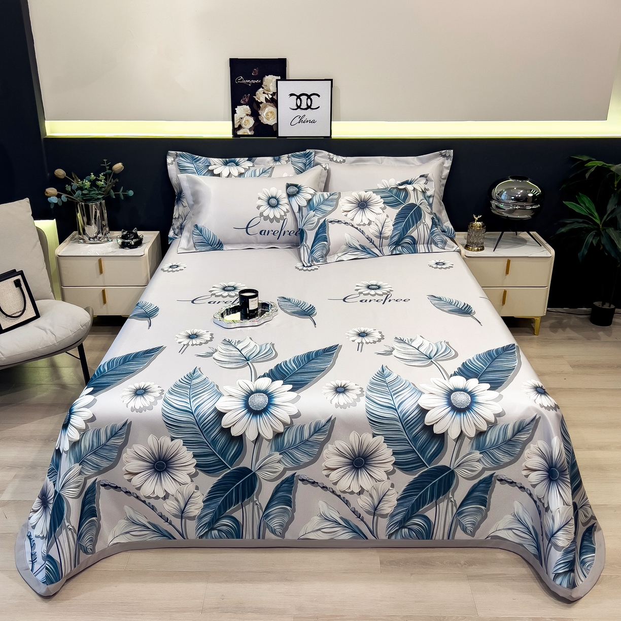 许林 2026新款冰丝凉席床单款凉席三件套 森林