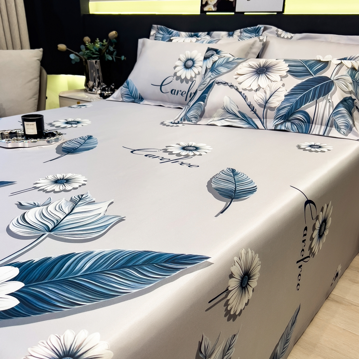 91家纺网 家纺一手货源 找家纺 许林 2026新款冰丝凉席床单款凉席三件套 森林